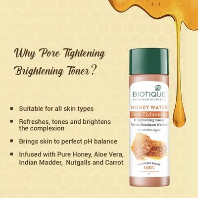 Biotique Honey Water Pore Tightening Brightening Toner 120ml - Toners
