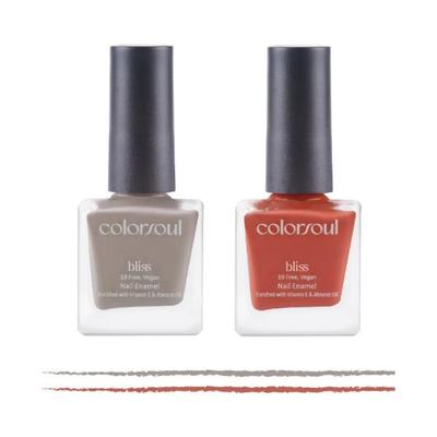 Colorsoul Bliss Vegan Nail Enamel, Summer Trail, Peach Crush, B11, B15 (Pack of 2 x 8 ml) 1's - Nail Polish