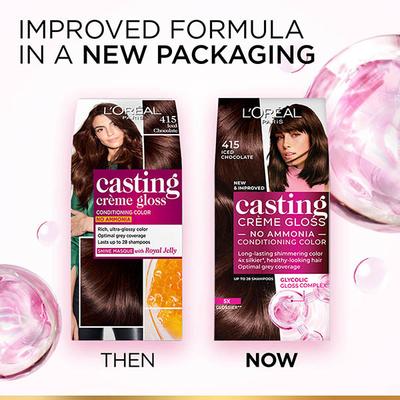 L'Oreal Paris Casting Creme Gloss Hair Color, 415 Iced Chocolate 87.5g+72ml 1's - Crème