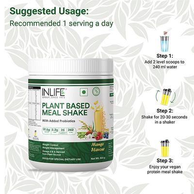 INLIFE Plant Based Meal Shake Powder - Mango 500 g - Weight Loss