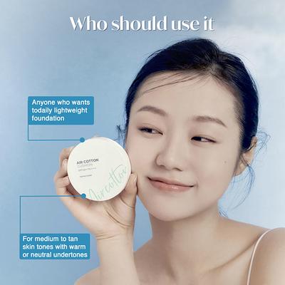 The Face Shop Air Cotton Cushion SPF50+ PA++++ (205 Dark Beige) 12 gm - Compact Powder