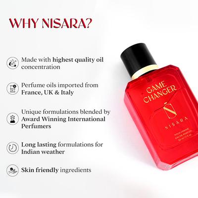 Nisara Game Changer Perfume Long-Lasting Fragrance Ambery Woody Fruity Eau De Parfum 50 ml - Men Perfumes (Edt/Edp)