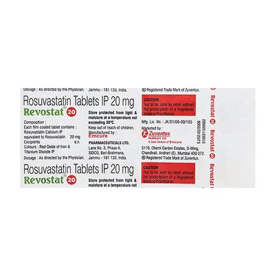 Revostat 20mg Tablet 10'S - High Cholesterol-Dys