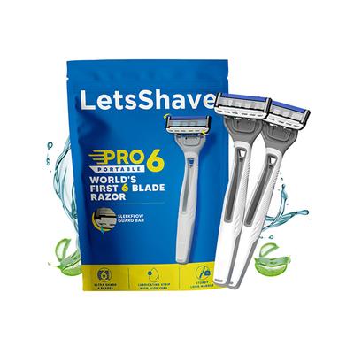 Letsshave Pro 6 Portable Trial Kit For Men, Pro 6 Prortable Razor With Shave Foam 200G 1's - Grooming Kits