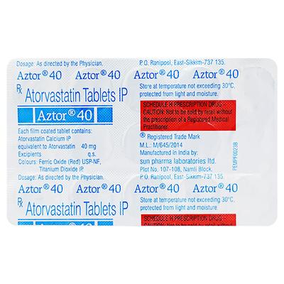 Aztor 40mg Tablet 15'S - High Cholesterol-Dys