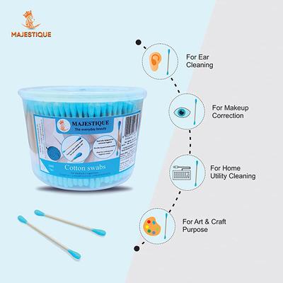Majestique Ear Cleaner Buds Cotton Swab Stick 1000 Tips- Spiral/Round Head No Plastic Packaging, 100% Biodegradable 1's - Cotton Buds & Balls