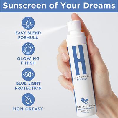 Happier Sunscreen Spray SPF 50 PA+++ Hydrating Sunscreen Spray for Face and Body Protection for All Skin Types 150 gm - Face Sunscreen