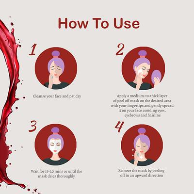 Glamveda Red Wine Advance Anti Ageing Peel Off MaskGlowing Skin & Blackheads Removal 100 ml - Masks & Peels