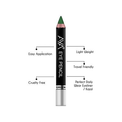 Aya Eye Pencil For Kajal / Eyeliner - Green 2.8 gm - Eyeliners