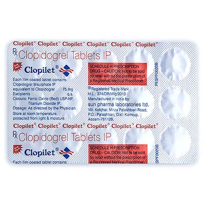 Clopilet 75mg Tablet 15'S - Blood Clot-Ant