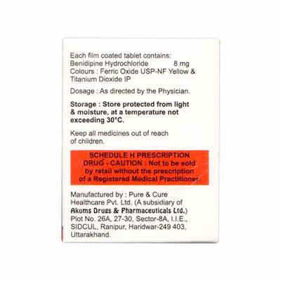 BENITOWA 8 Tablet 15's - Hypertension-Cal