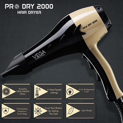 VEGA Professional Pro Dry 1800-2000W Hair Dryer for Salon Professionals & Home, (VPVHD-04) 1's - Hair Dryers