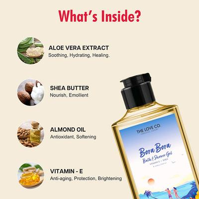 The Love Co. Bora Bora Body Wash - Body Wash For Women - Hydrating - Moisturizing Body Care - 100% Vegan - Paraben Free 250 ml - Shower Gels & Body Wash