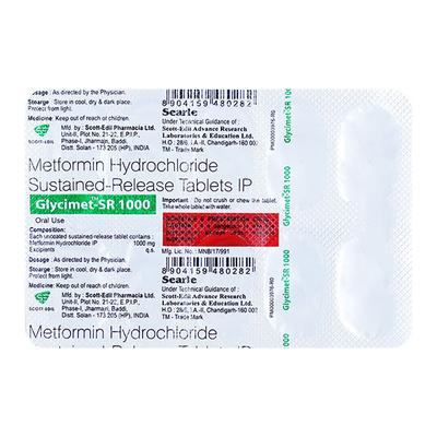 GLYCIMET SR 1000mg Tablet 10's - Diabetes-Ant