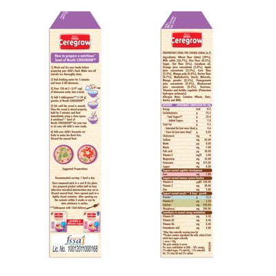Nestle Ceregrow 2 - 6 years Multigrain Cereal with Milk & Fruits Powder - Refill Pack 300 gm - Baby And Infant Supplements