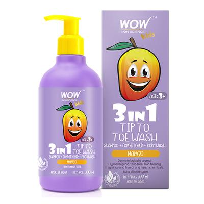 Wow Life Science Kids 3 in 1 Tip to Toe Wash - Mango 300 ml - Baby Body Wash