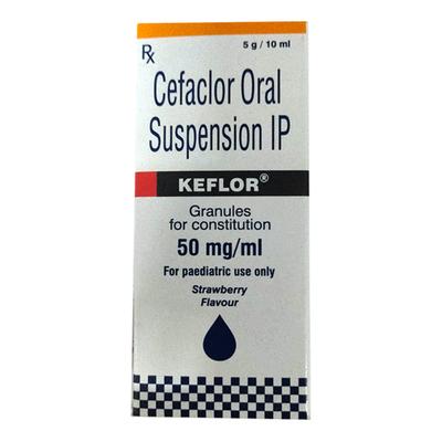 KEFLOR PAEDIATRIC STRAWBERRY FLAVOUR 50 Oral Suspension 10ml - Bacterial Infections-Cep