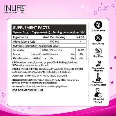 INLIFE Alpha Lipoic Acid 300mg Capsules 120's - Multi-Vitamins