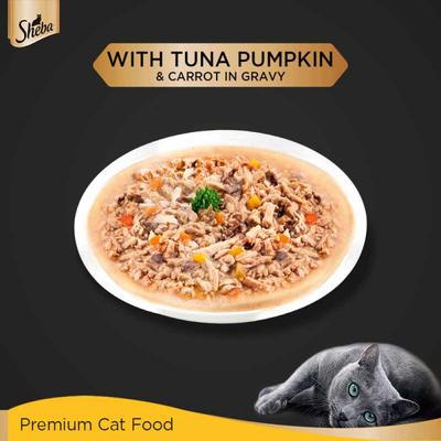 Sheba Fine Food for Cats - Tuna Pumpkin & Carrot in Gravy (Pack of 70 gm x 24) 1's - Petfood