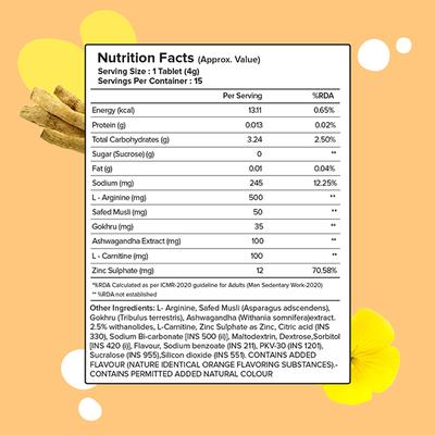 Plix The Plant Fix Ultra Vitality Effervescent For Stamina For Men 60 Tablets, (Orange Burst) 4's - Sexual Care