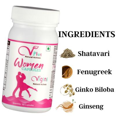 Vigini Women Capsule 30's + Vagina Lubricating Cum Stimulation Gel 100 gm - Sexual Healthcare