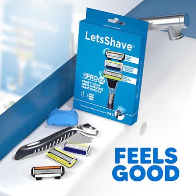 Letsshave Trial Pack For Men With Shave Foam (Razor With 3 Premium Blades)+Shave Foam 1's - Razors & Cartridges