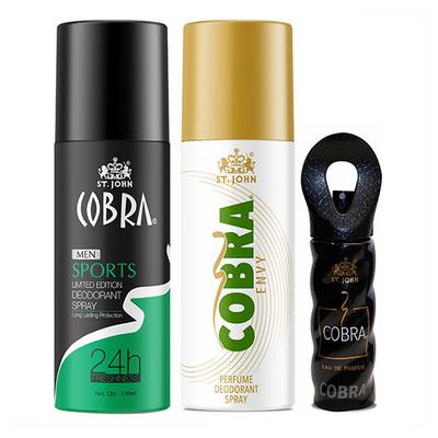 St. John Sports Limited Edition Deodorant Spray 150 ml + Cobra Envy Deodorant Spray 150 ml + Cobra Eau De Parfum 8 ml - Men Deodorants/Roll-Ons