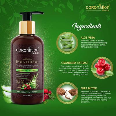 COROnation Herbal Aloevera and Cranberry Body Lotion 300 ml - Lotions & Creams