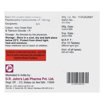 FEXOLIFE 120mg Tablet 10's - Allergies-Ant