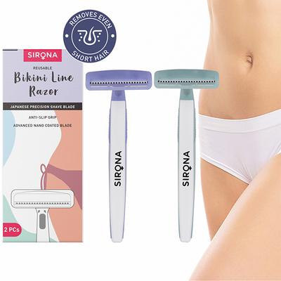 Sirona Reusable Bikini Hair Removal Razor for Women - Japanese Precision Shave, Nano-Blade Technology, Chromium & PTFE-Coated 2's - Shaving & Hair Removal