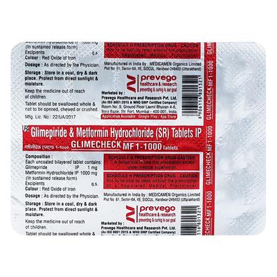 GLIMECHECK MF 1/1000 Tablet 10's - Diabetes-Ant
