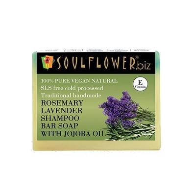 Soulflower Shampoo Bar Soap with Jojoba oil - Rosemary Lavender 150 gm - Soaps