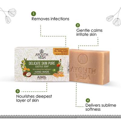 Ayouthveda Delicate Skin Pure Castile Soap 110 gm - Hand Wash & Soaps