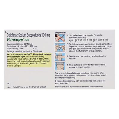 FENSUPP 100mg Suppositories 10's - Pain relief-Nsa