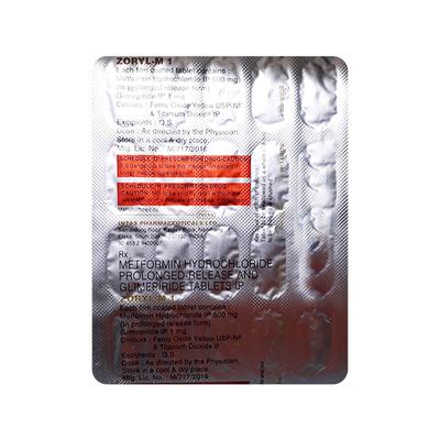 Zoryl M 1mg Tablet 20'S - Diabetes-Ant