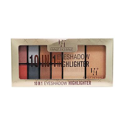 Half N Half 10 in 1 Eyeshadow & Highlighter Makeup Kit, Multicolour Palette - 02 23 gm - Face Palettes