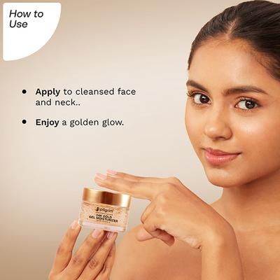 Pilgrim 24K Gold Lightweight Gel Face Moisturizer with Hyaluronic Acid and Alpha Arbutin 50 gm - Face Moisturizers
