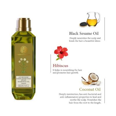 Forest Essentials Ayurvedic Herb Enriched Head Massage Oil Japapattiimproves Texture & Volume 200 ml - Hair Oils