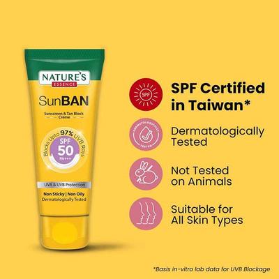 Nature'S Essence Sunban Spf 50 Pa+++ Sunscreen & Tan Block Creme 120 ml - Face Sunscreen