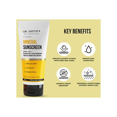 Dr. Sheth's Mineral Sunscreen 50 gm - Face Sunscreen