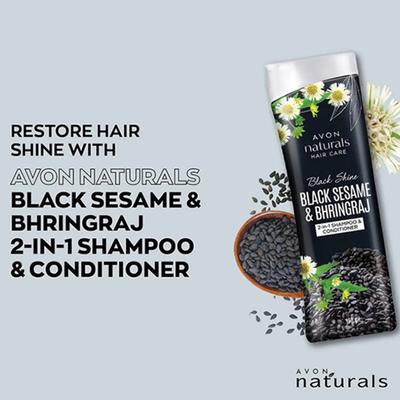 Avon Naturals Hair Care Black Shine Black Sesame & Bhringraj 2-In-1 Shampoo & Conditioner 180 ml - Dry Shampoos & Conditioners