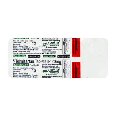 TELMISIM 20mg Tablet 10's - Hypertension-Ang