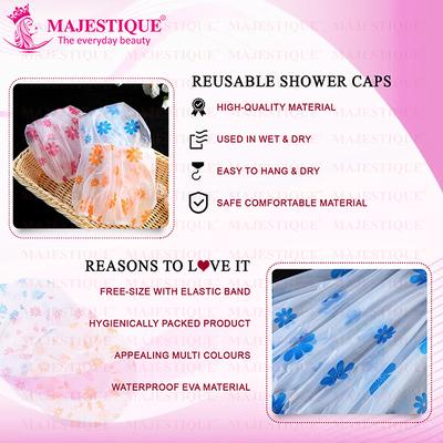 Majestique Premium Shower Cap Perfect for Use Home and Spa - Multicolor 1's - Loofahs & Sponges
