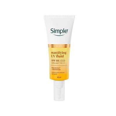 Simple Mattifying UV Fluid SPF 50 PA++++ with Niacinamide| Sunscreen for oily & sensitive skin, 40ml - Body Sunscreen