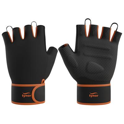 Tynor Sport Grip Gym Gloves with Support - Black & Orange (M) 1's - Gym Accessories