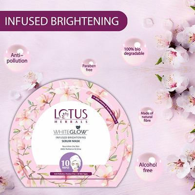 Lotus Herbals Whiteglow Infused Brighteing Serum Mask 20 Gm - Sheet Masks