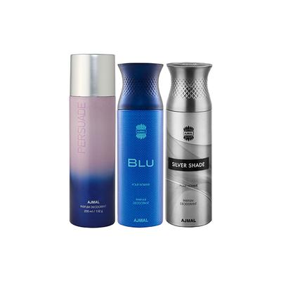 Ajmal 1 Persuade, 1 Blu Homme And 1 Silver Shade Deodorants Pack of 3 200 ml - Deodorants/Roll-Ons