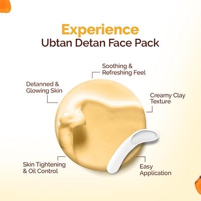 Mamaearth Ubtan Detan Face Pack with Turmeric & Saffron for Normal to Oily Skin 200 gm - Face Packs