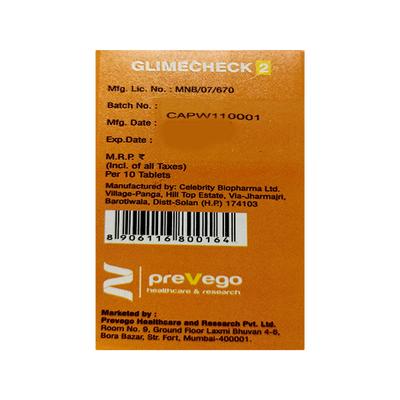 GLIMECHECK 2 Tablet 10's - Diabetes-Ant
