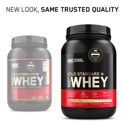 Optimum Nutrition (ON) 100% Whey Gold Standard Powder - Vanilla Ice Cream 2 lb - Whey Proteins